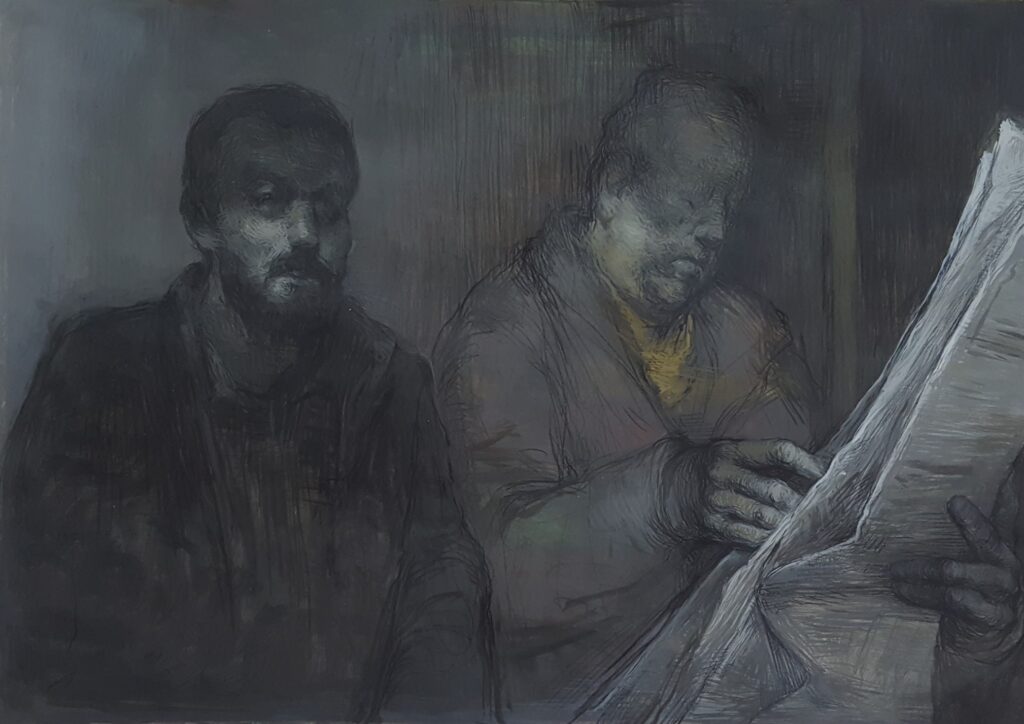 38×51cm 2020 kağıt üzerine akrilik boya ve yağlı füzen