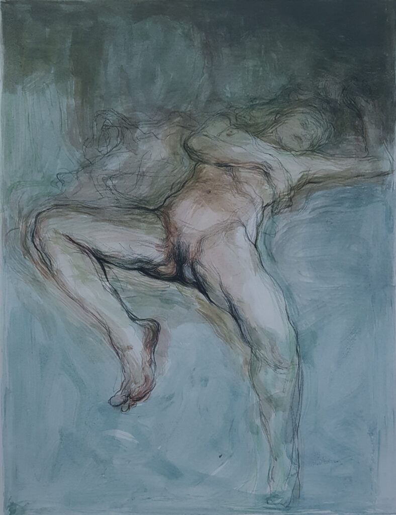 beklenmedik anlar ii 50×40 cm 2022 kağıt üzerine akrilik boya ve füzen