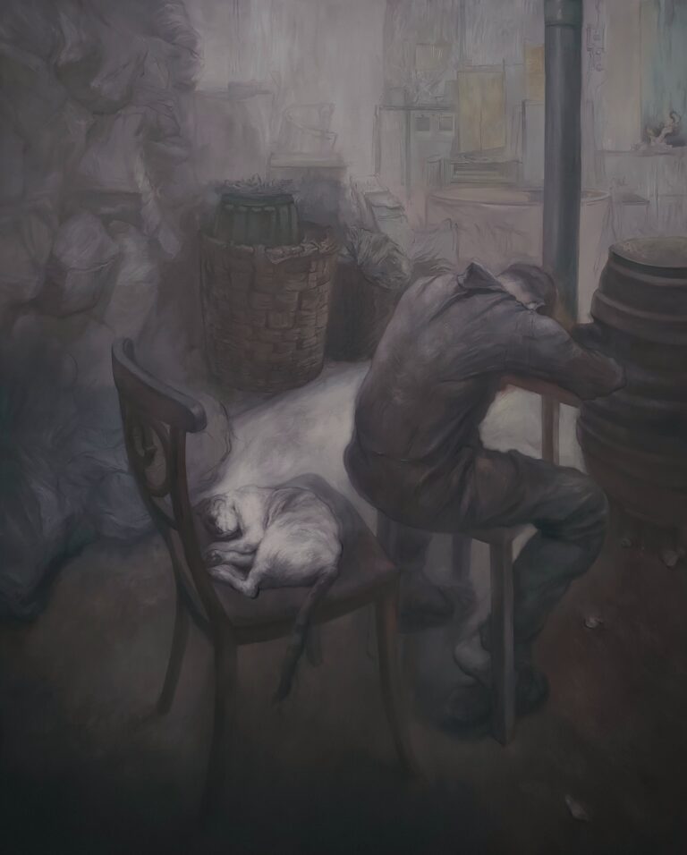 sleep break with the cat 150×120cm 2024 tuval üzerine yağlıboya