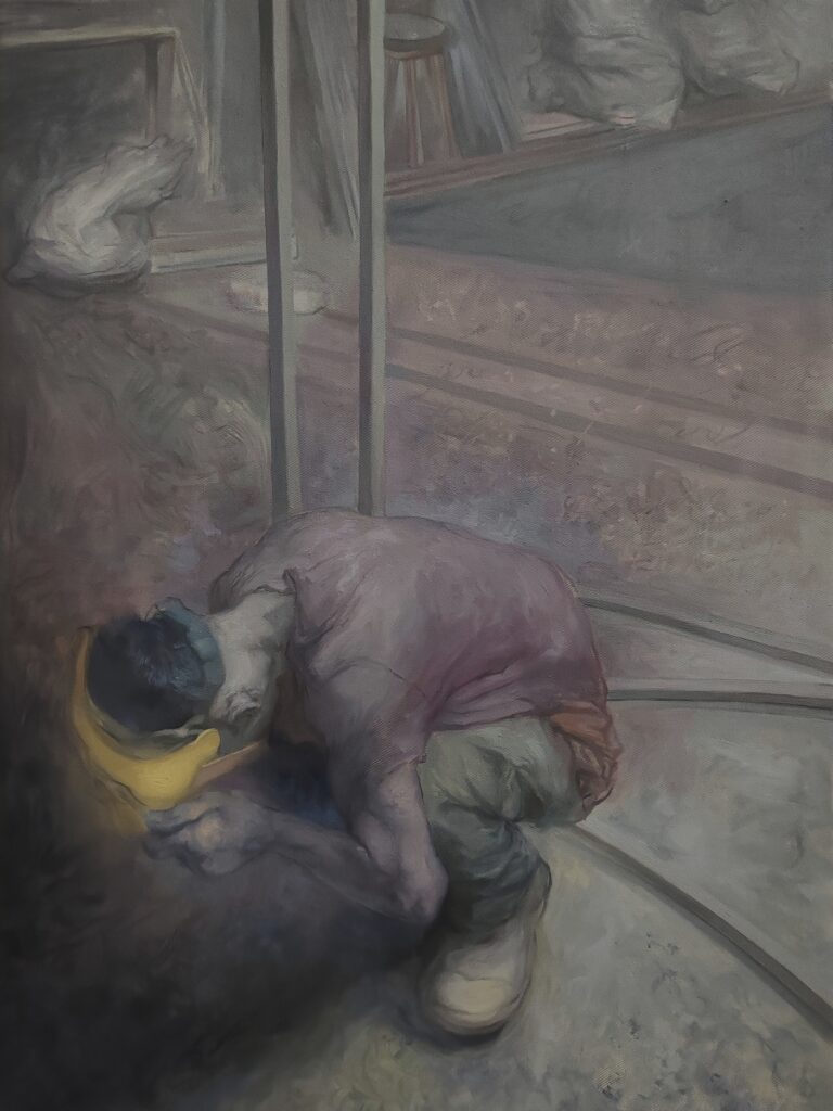 the blacksmith boy 70×50cm 2024 tuval üzerine yağlıboya