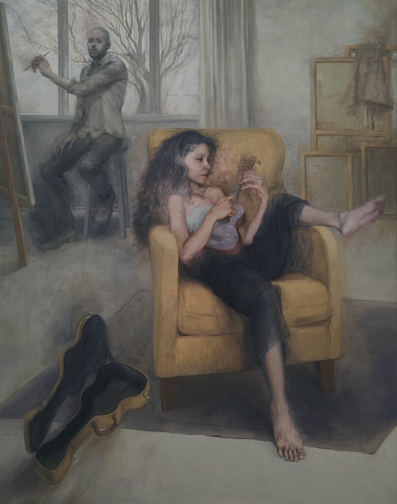 ukelele egzersizeri 140×110cm 2023 tuval üzerine yağlıboya